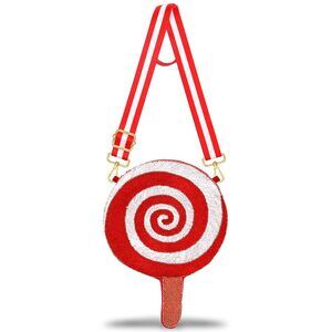 7888 Candy Purse Beaded Candy Cane Lollipop Crossbody Shoulder Bag Candy